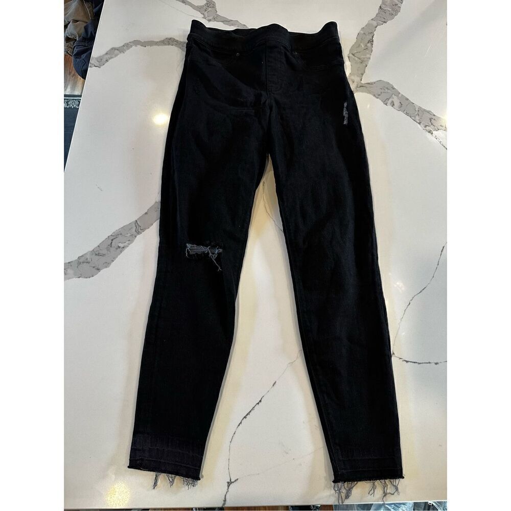 Spanx Vintage Distressed Ankle Skinny Jeans Black Women’s Sz M